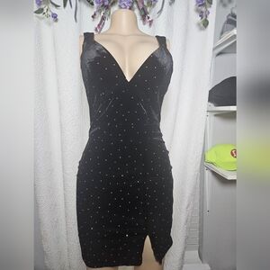 Crystal Doll Black Embellished Bodycon Mini Dress